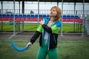 girl holding boomerang