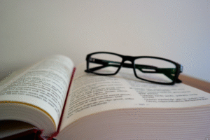 shades on top of book