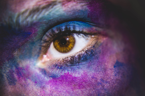 Close-up of eyes showing microexpressions and emotions
