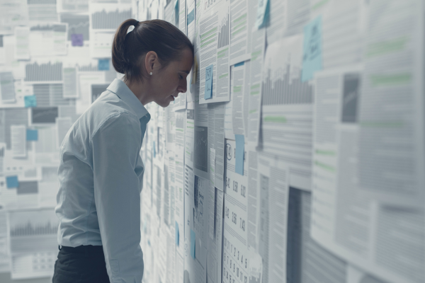 Professional experiencing burnout and mental exhaustion at work