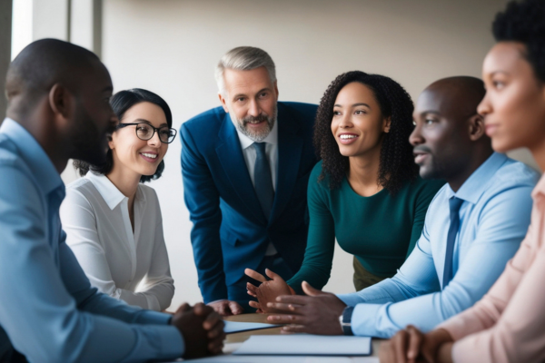 Different communication styles in a workplace team discussion
